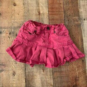 Children’s place baby girl sz 24M pink ruffle denim skirt and lined shorts skort
